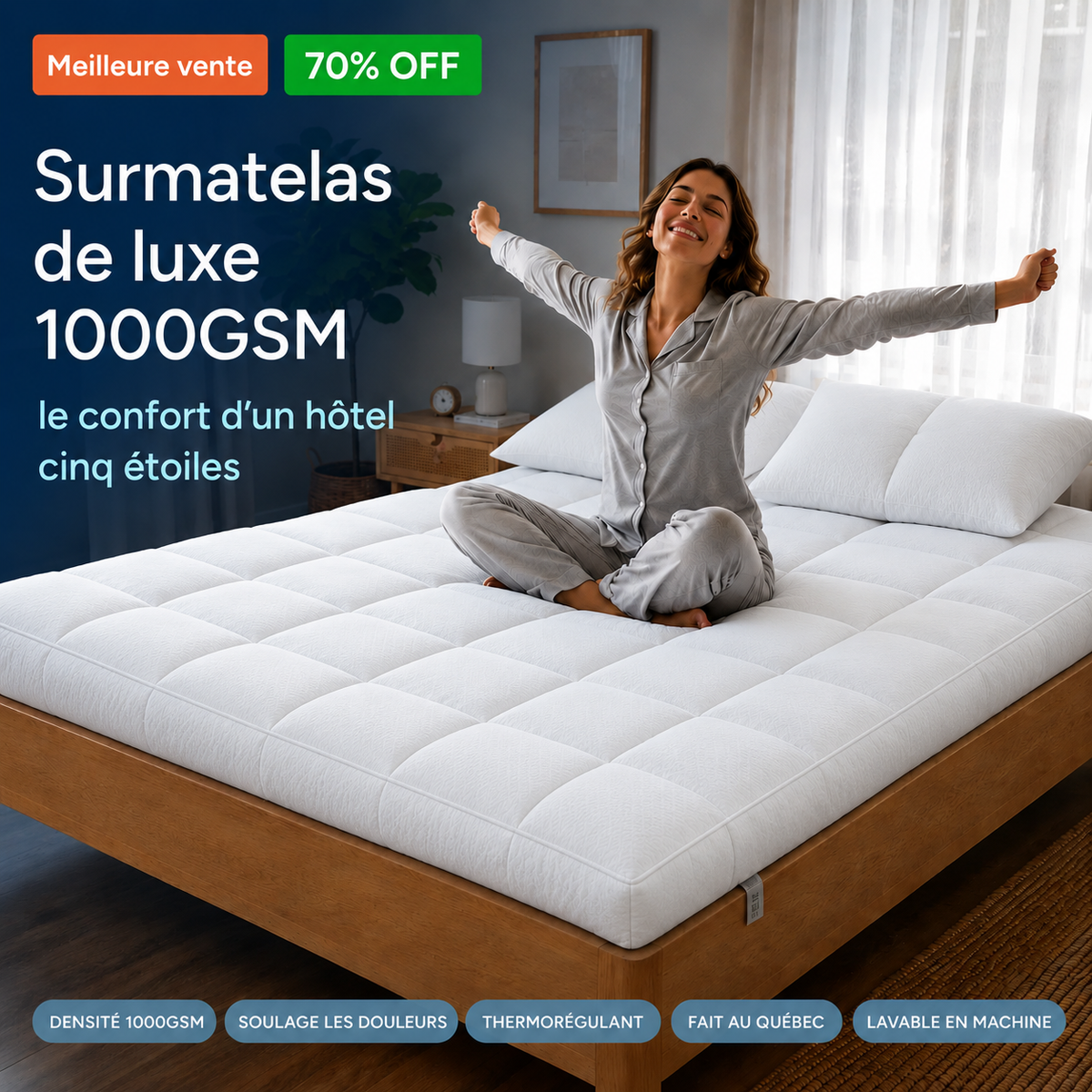 Cocoon™ 1000 GSM Luxury Quilted Premium Mattress Topper